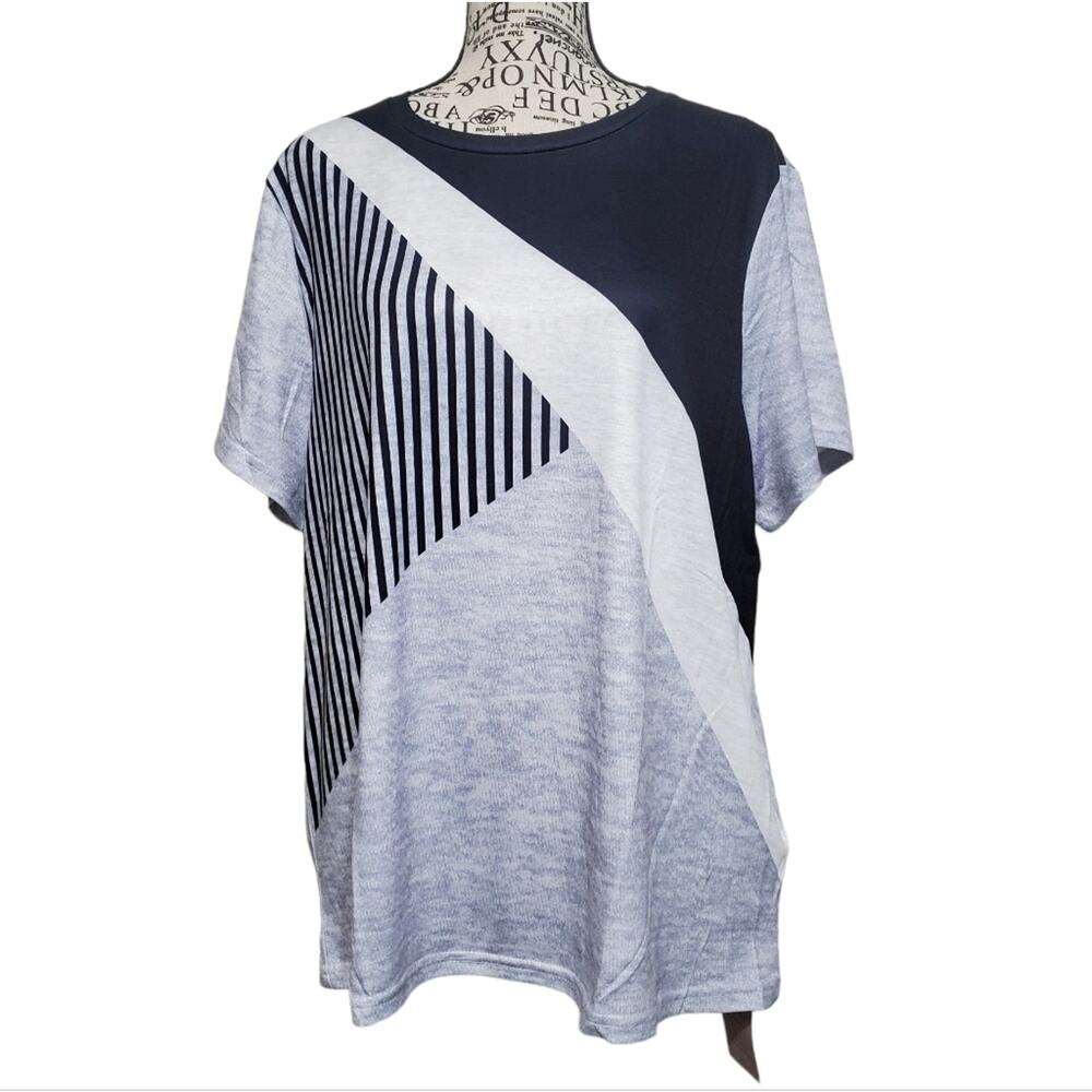 Emory Rose Black White Grey Graphic Lightweight Tshirt Top Sz XL Extra Large NWT